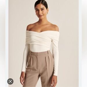 Abercrombie & Fitch Cream Off-Shoulder Bodysuit NWT